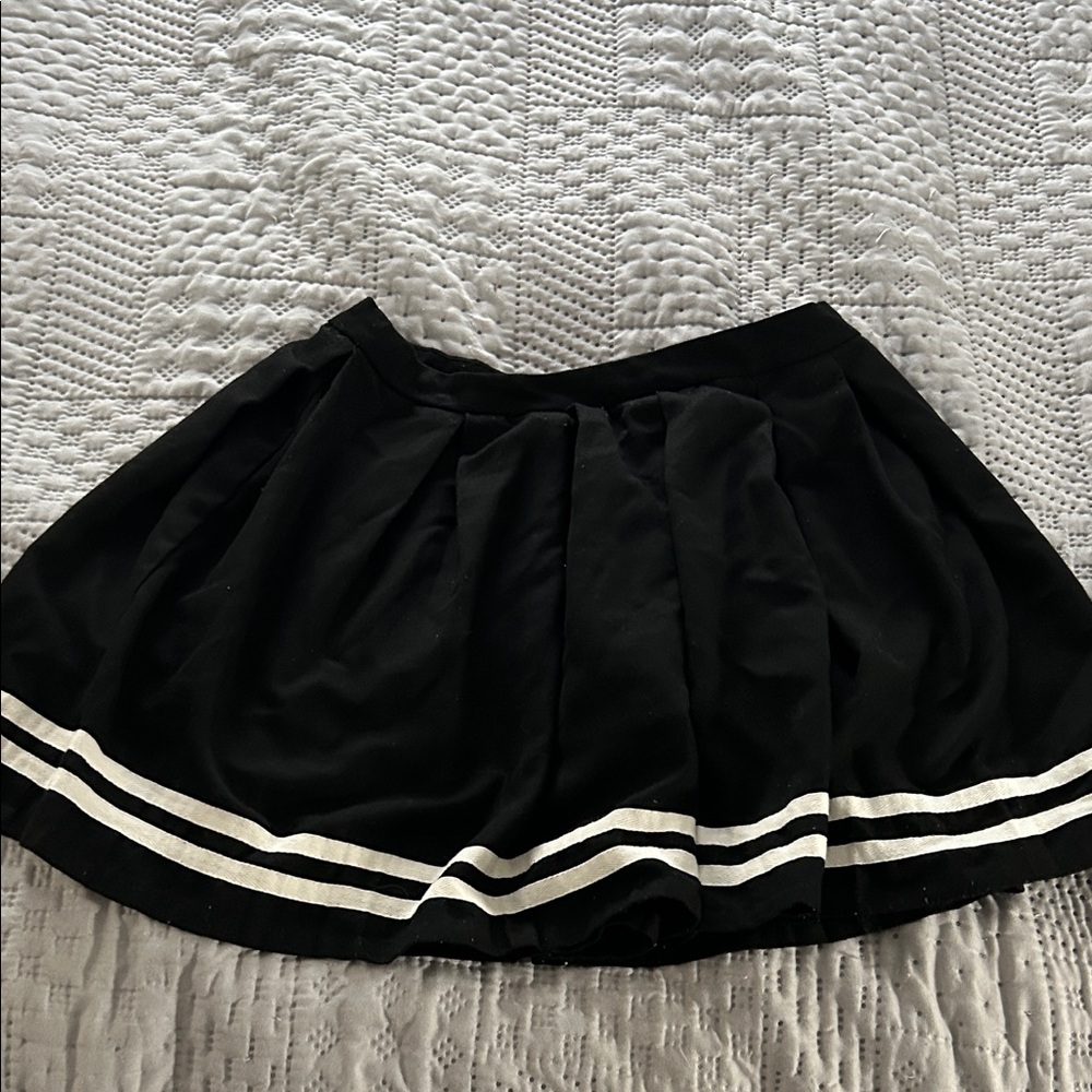 Hot Topic Black Skater Skirt with White Stripes